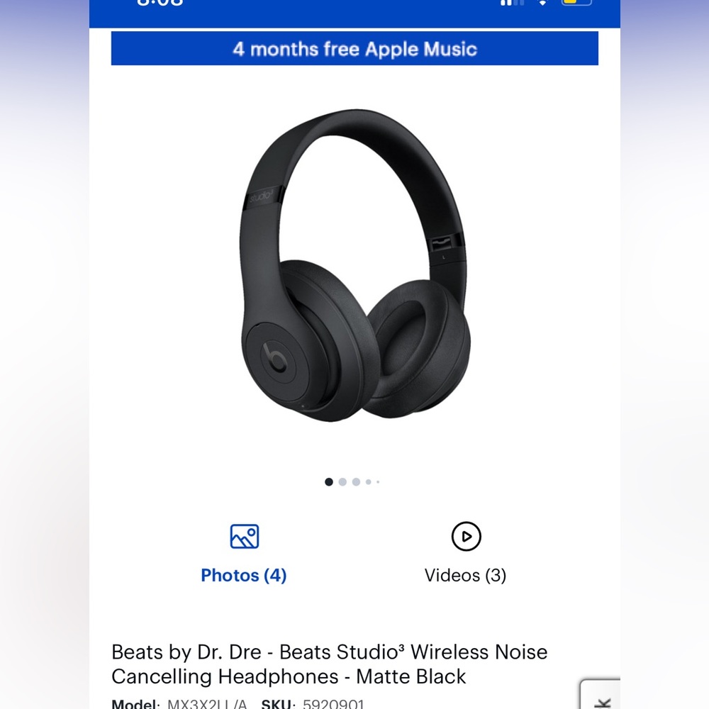 Selling  Studio 3 Wireless Beats.
